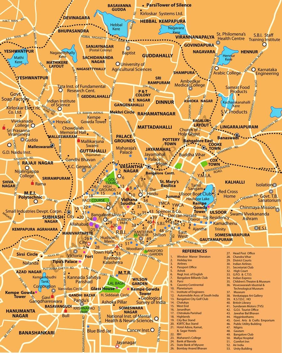 Banglore vende turistike harta